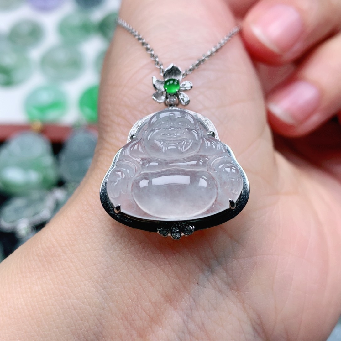 翡翠吊坠(不含链)18K金镶嵌