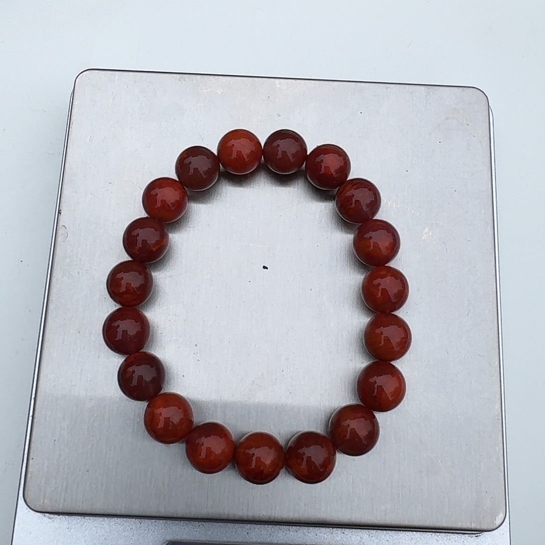 南红玛瑙手链未镶嵌乔*?原矿南红手串10mm妖火炎(➕三颗)