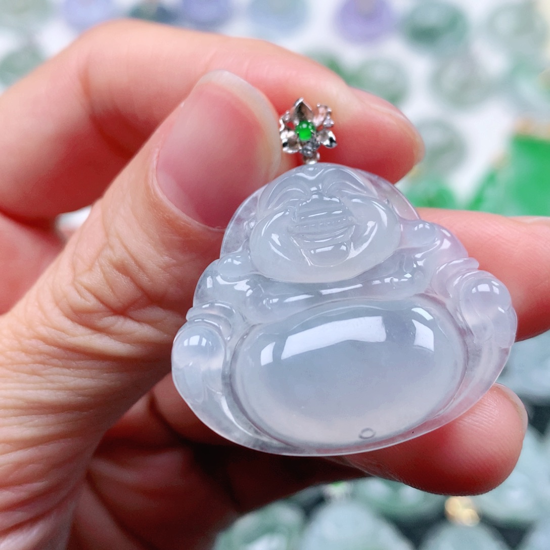 翡翠吊坠(不含链)18K金镶嵌
