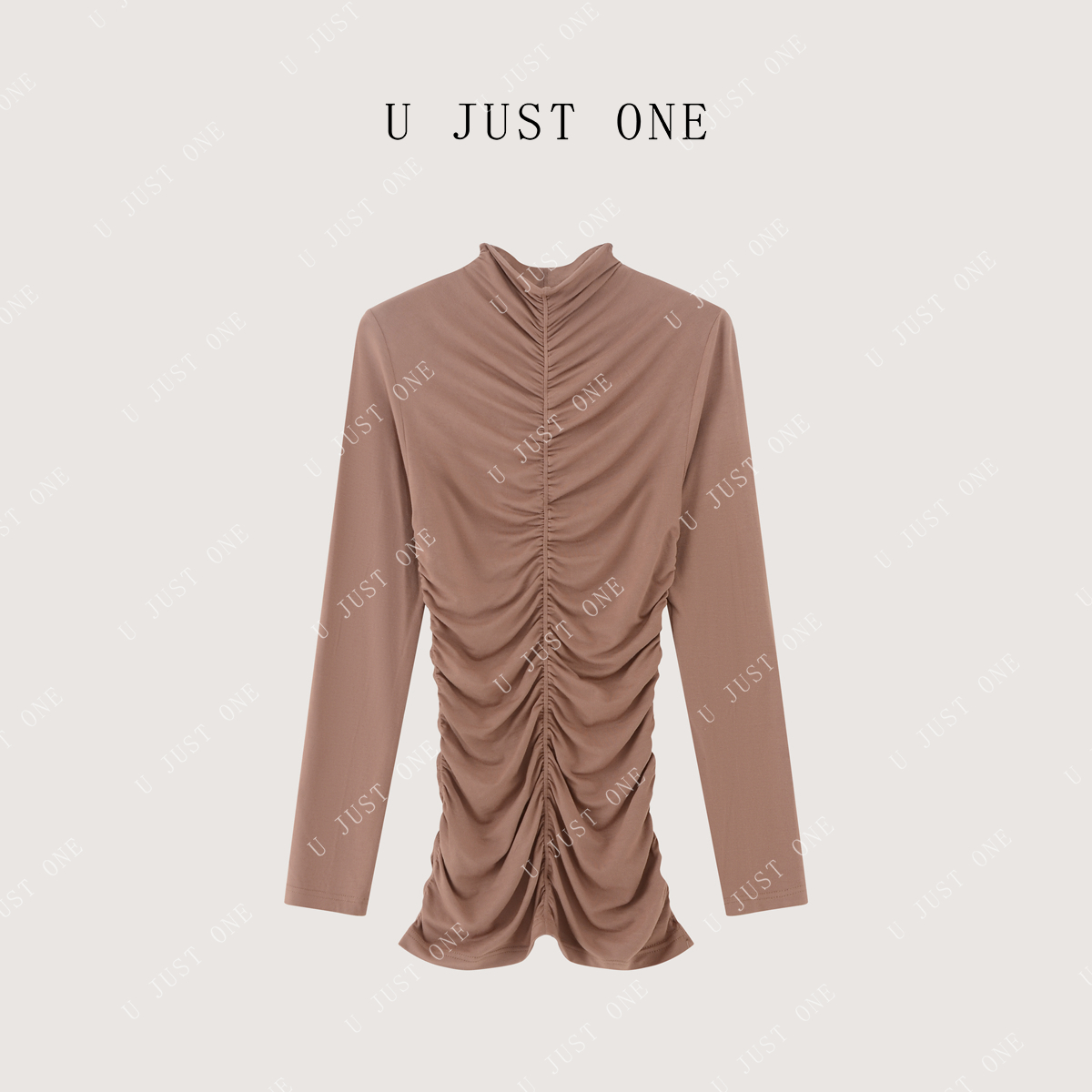 【U JUST ONE】极简轻奢不规则T恤透气长袖秋季女UJA25Z0109