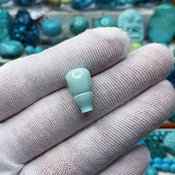 绿松石银S925镶嵌天然原矿 地大质检