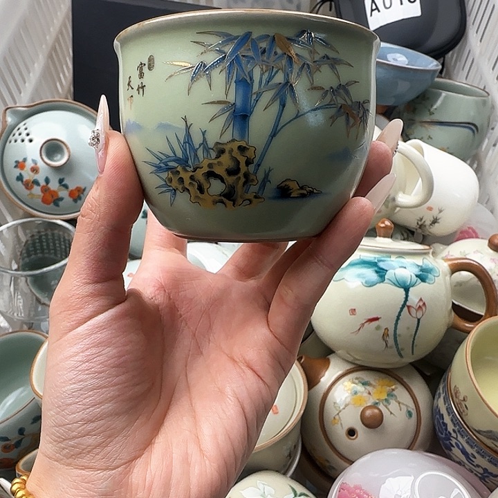 韵泥苏打釉富竹缸杯微瑕