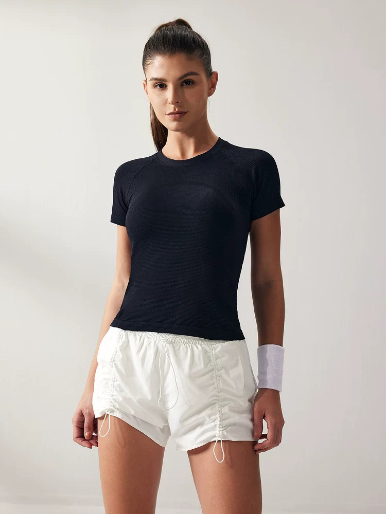 dia健身衣女速干透气网孔运动训练健身紧身短袖