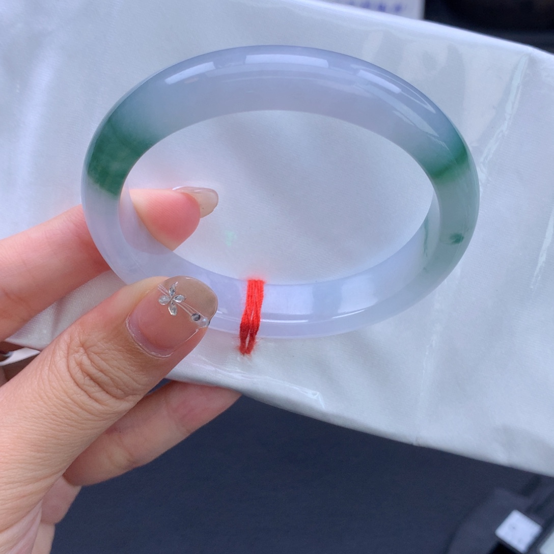 翡翠手镯未镶嵌飘花贵妃54.4圈08号