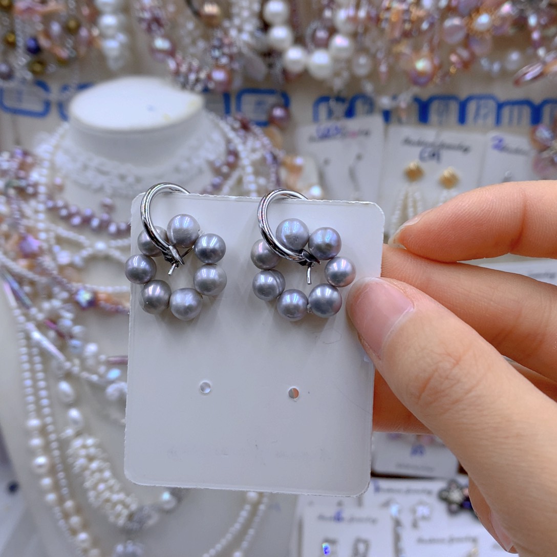 淡水珍珠耳饰银S925镶嵌