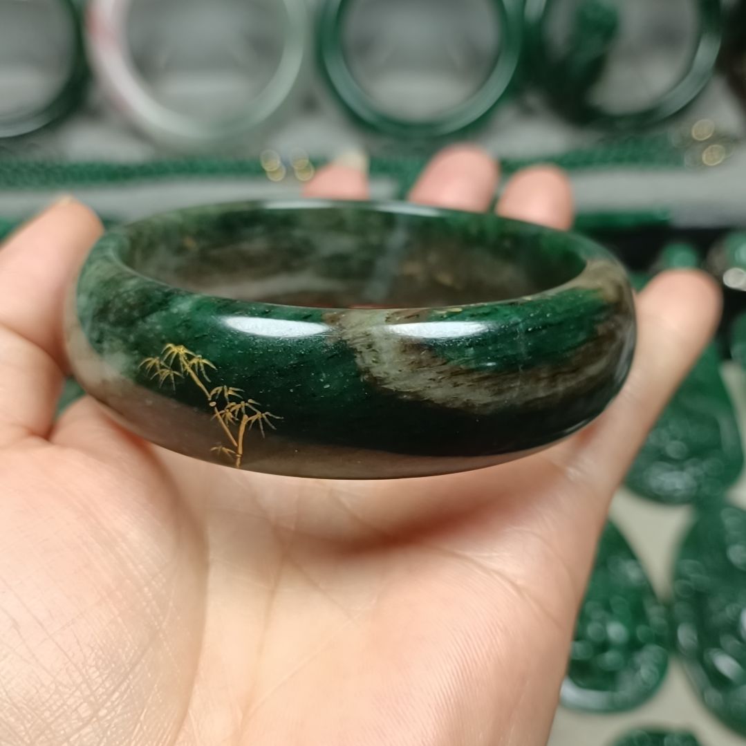 独山玉轮胎手镯66未镶嵌