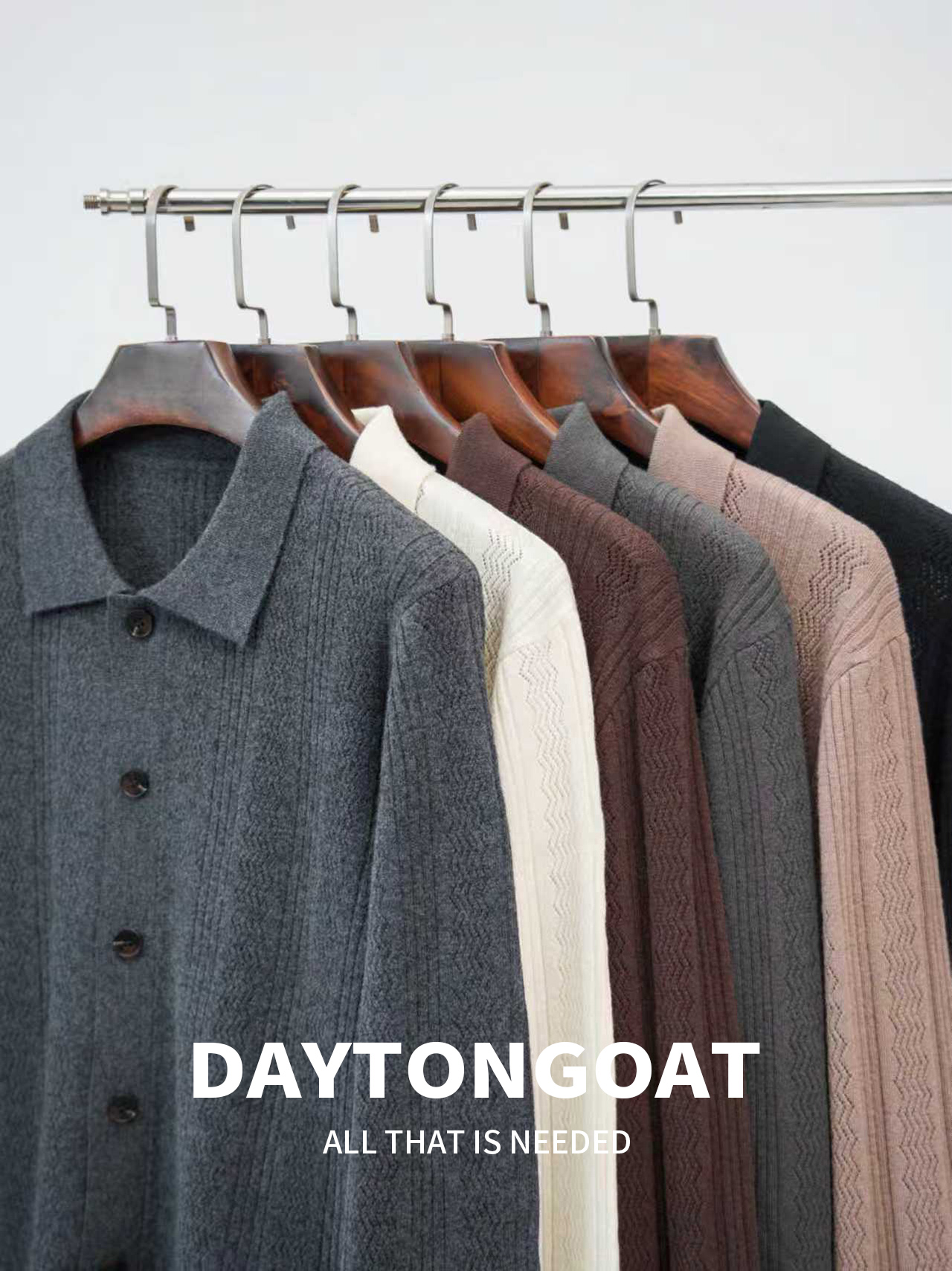 【100%澳洲羊毛】翻领镂空竖条纹纯色亲肤基础百搭休闲针织开衫男