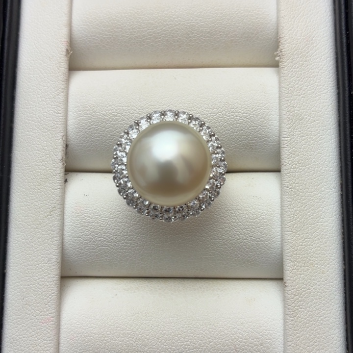 海水珍珠银S925镶嵌戒指