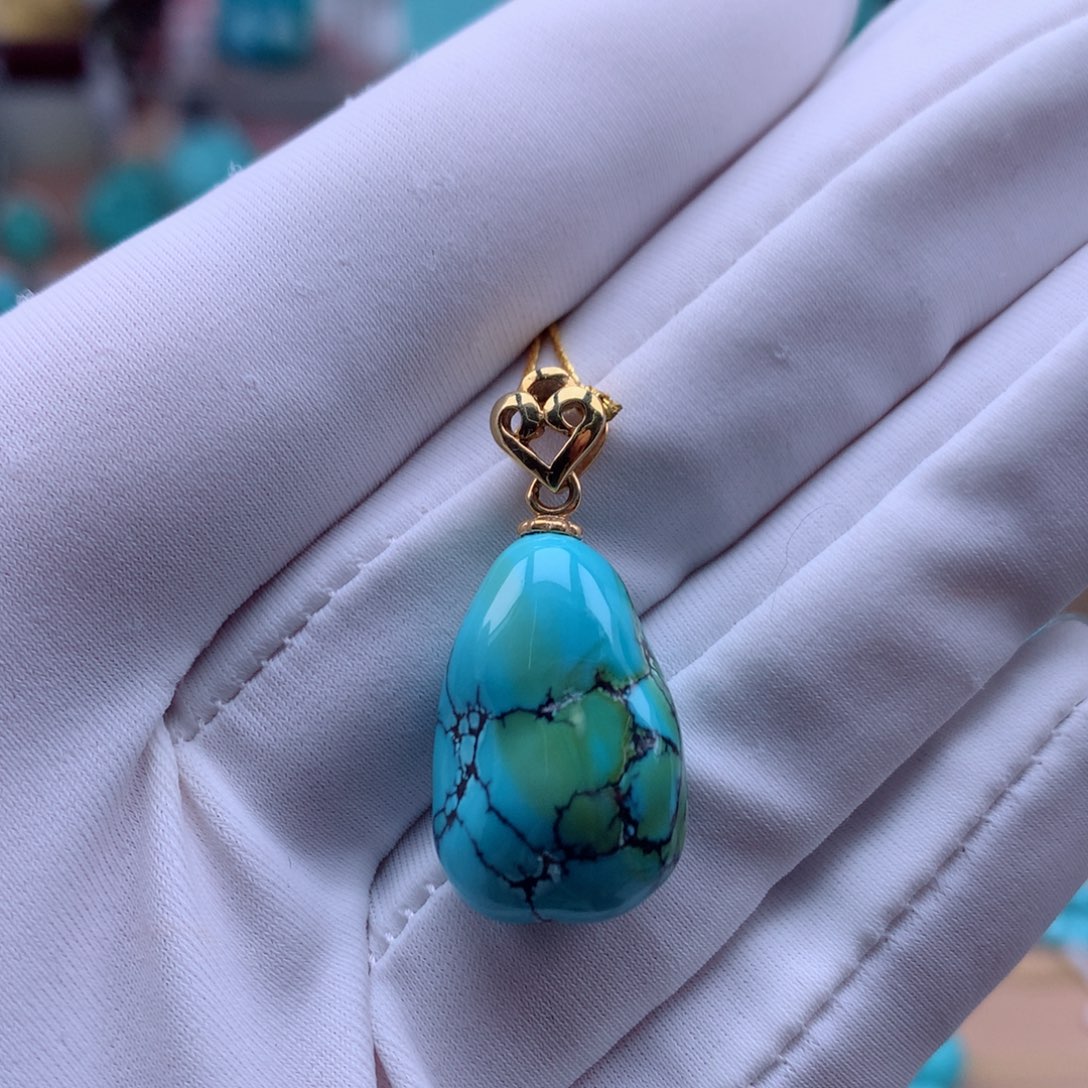 绿松石银S925镀金镶嵌珠宝奇石