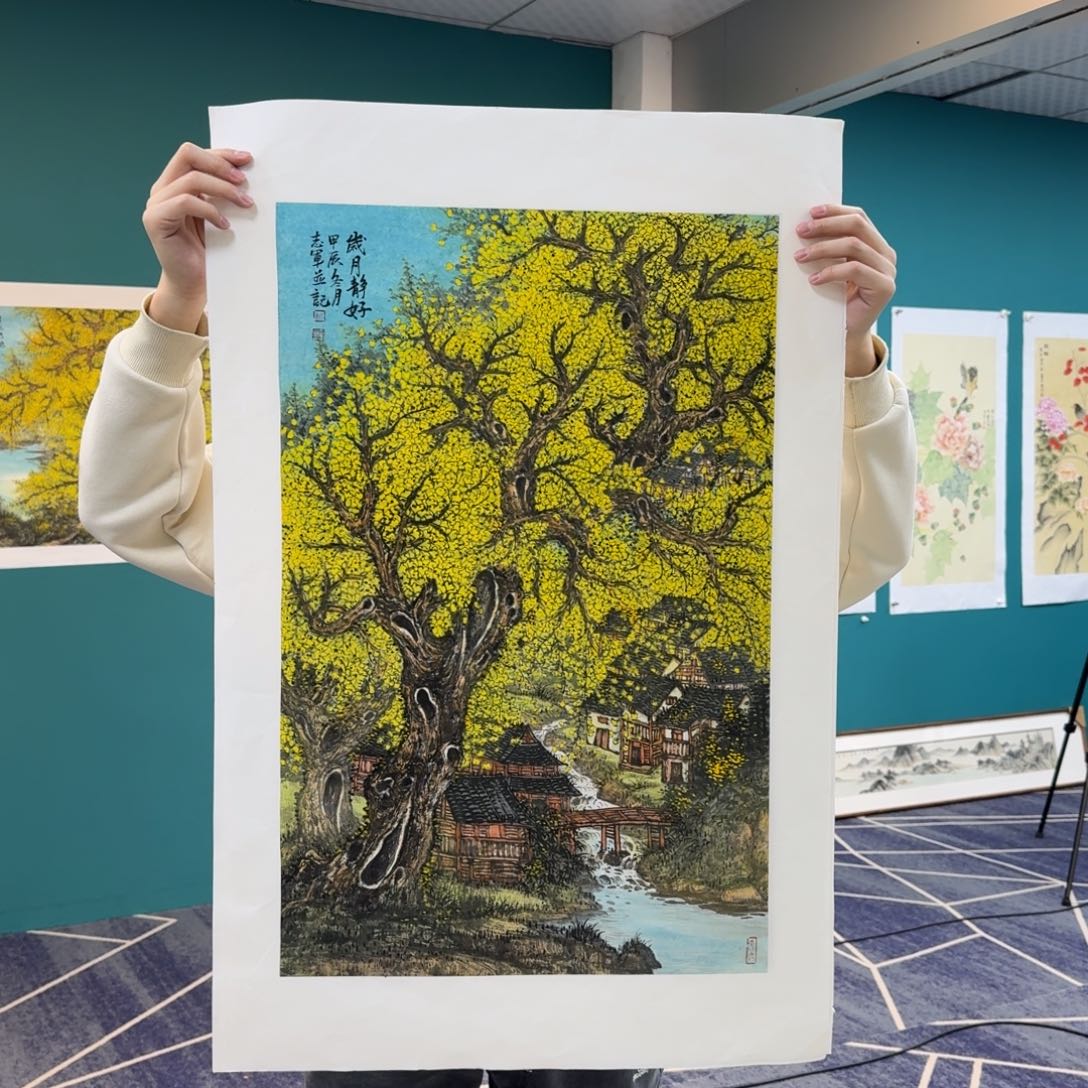 国画芭**雨龙志军四尺三开山水