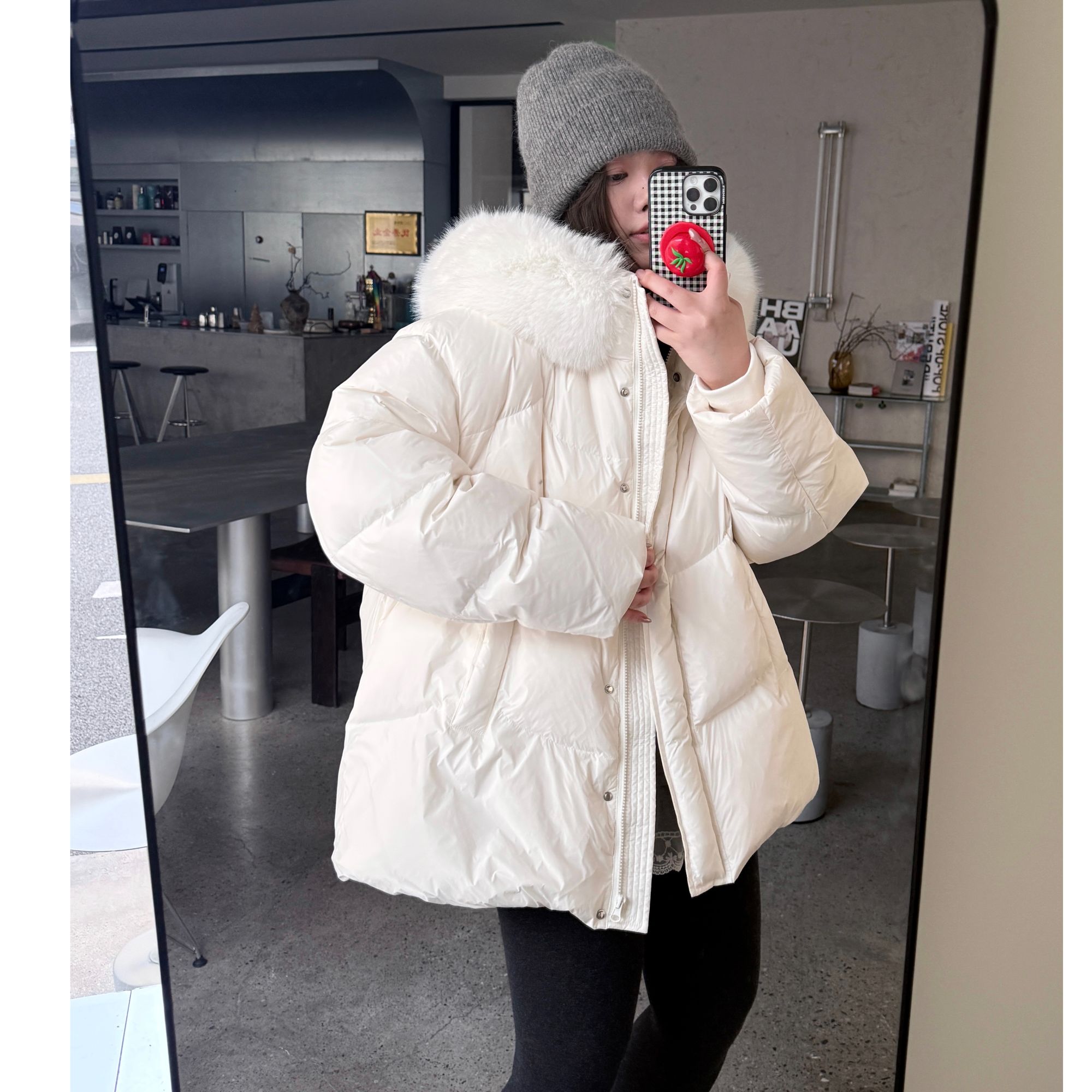 晶咕软软【冰岛羽绒被】韩系可拆卸大毛领连帽羽绒服外套