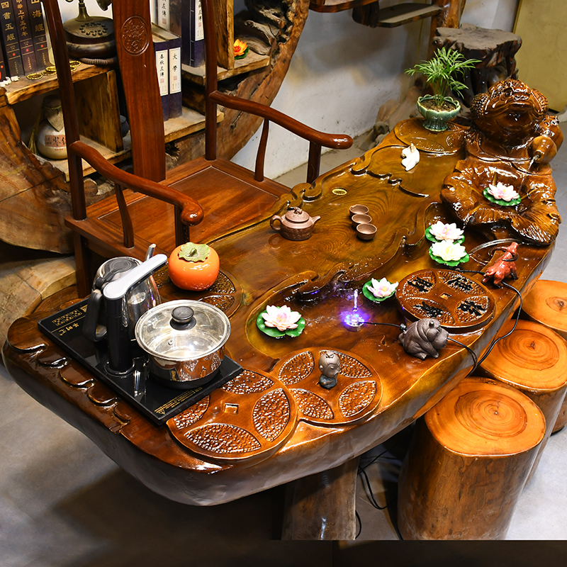 根雕茶台茶桌树根茶海实木茶几整体树桩树头桌HC10022