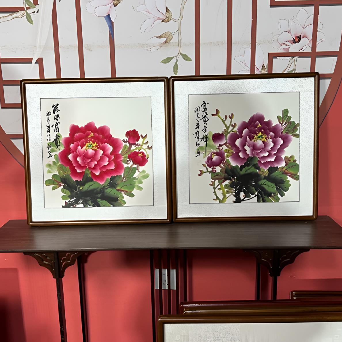 牡丹组合一套两个外径尺寸52✖️52带框包邮