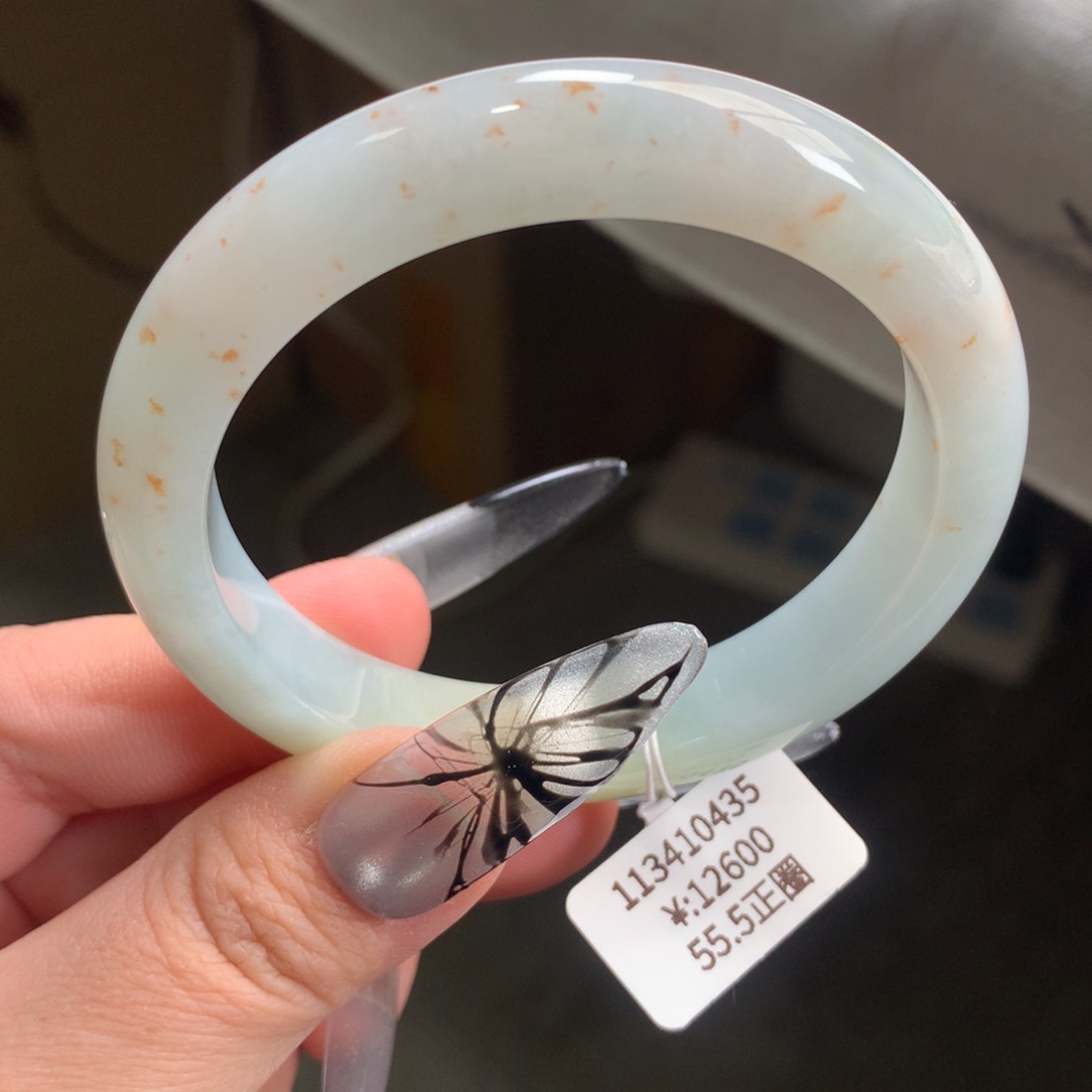 翡翠手镯未镶嵌细糯洒金正圈