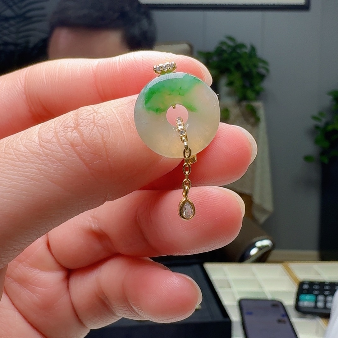 翡翠银S925镶嵌戒指天然