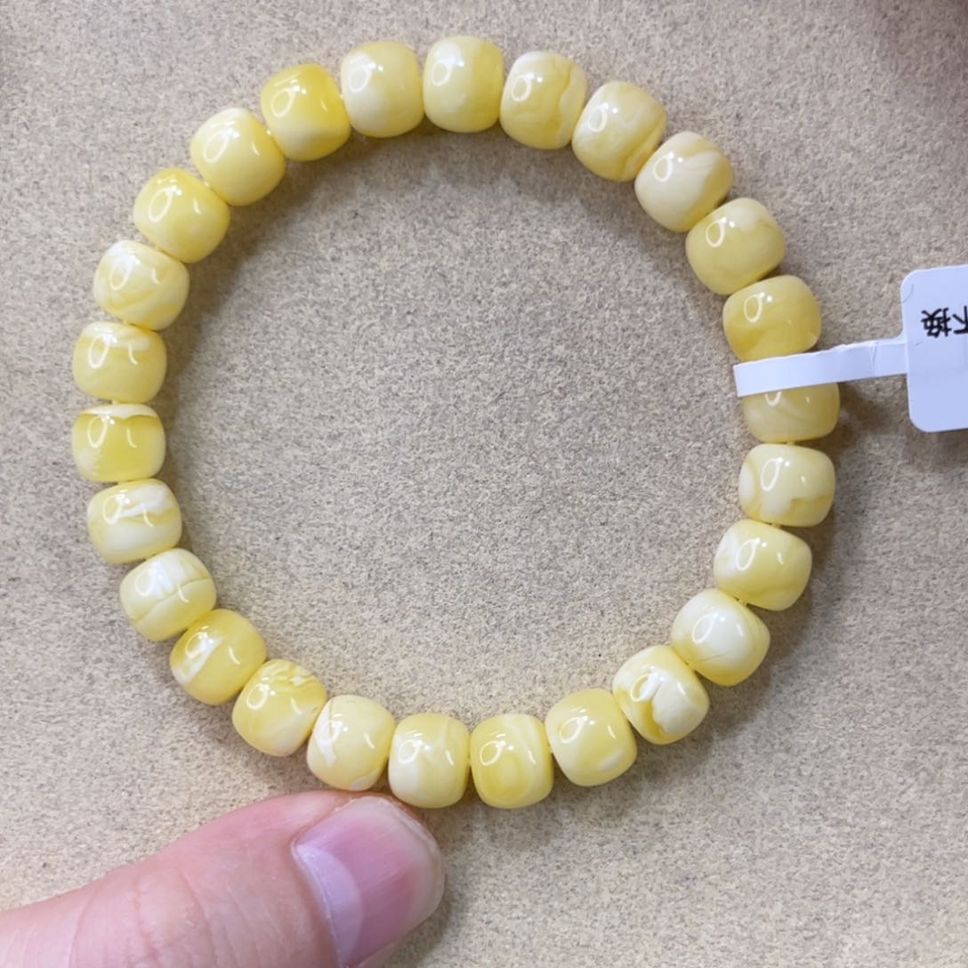 未镶嵌蜜蜡珠宝奇石8.8mm浓腊白花