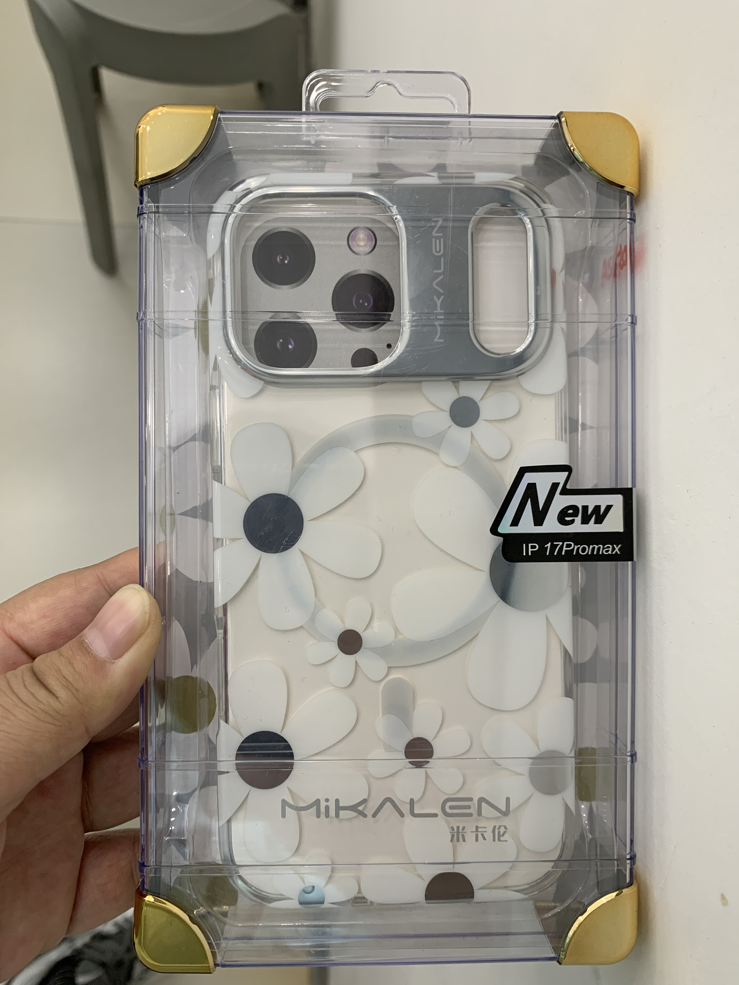 苹果16promax 17promax磁吸手机壳透明电镀花朵印花小清新保护套