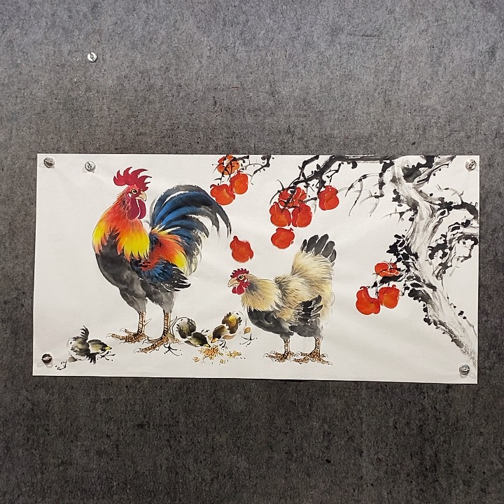 国画张松平国画大公鸡