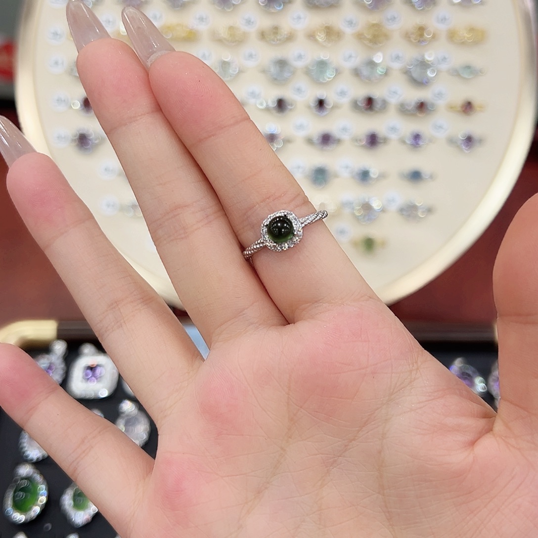 无***心银S925镶嵌烟晶戒指