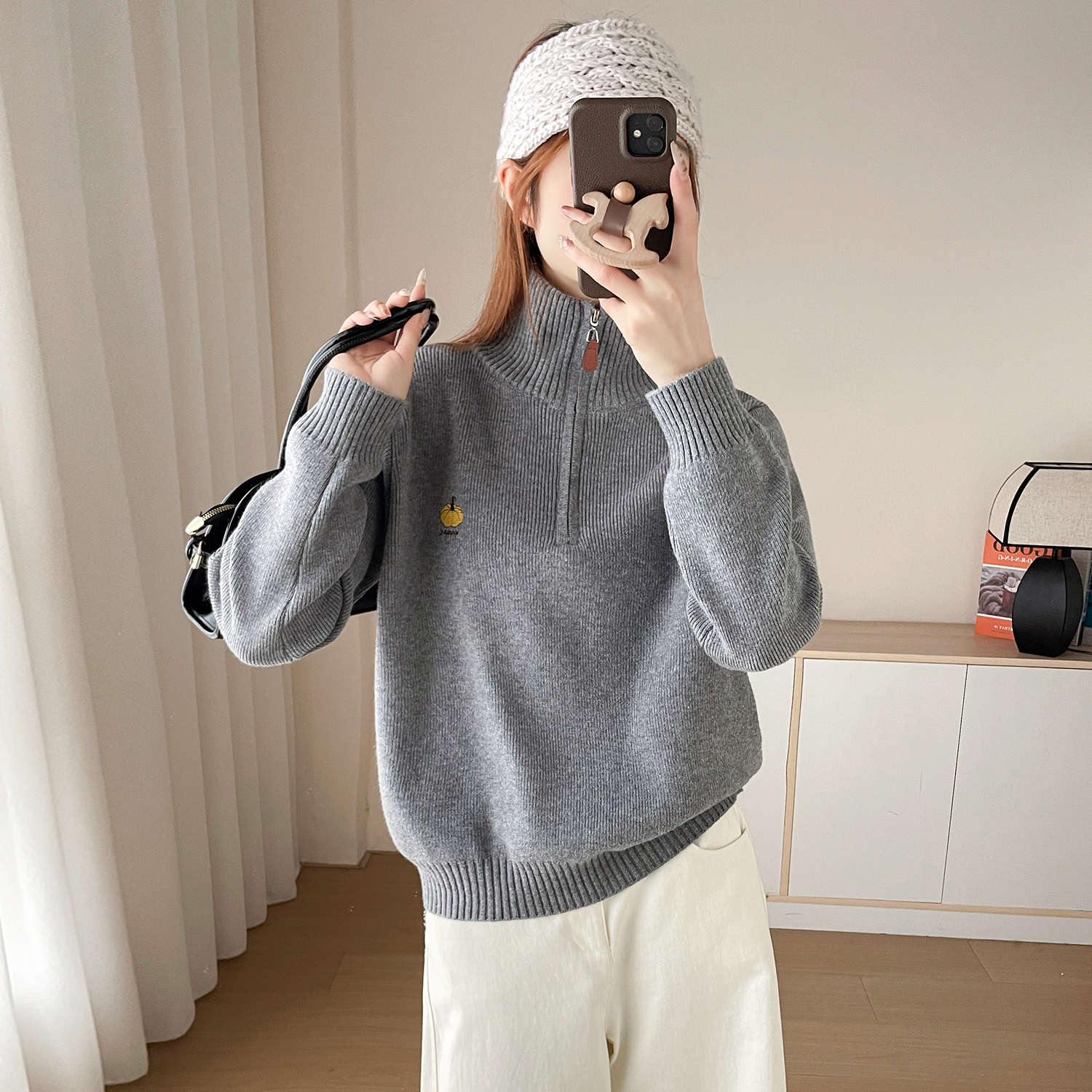 苏醒的乐园冬季加厚毛衣女卫衣版SXMY53267立领百搭套头针织衫
