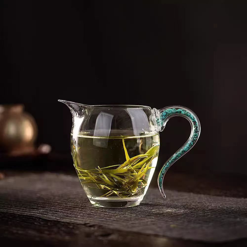 创意水晶绿松石玻璃公道杯茶宠摆件茶具