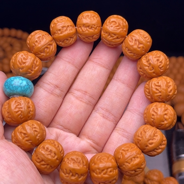 猴头核桃吊坠17麻花串绿