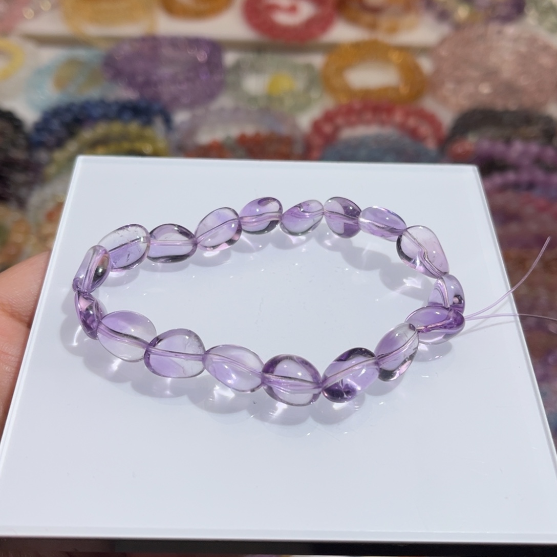 水晶未镶嵌手链紫水晶糖豆单圈