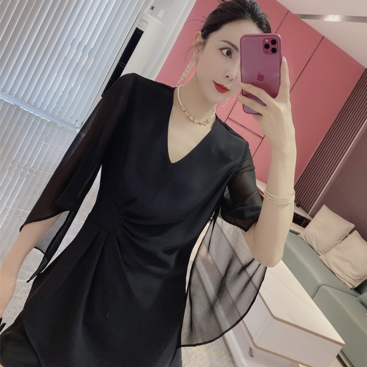 【橦颜推荐】拼纱袖（单件上衣）10332