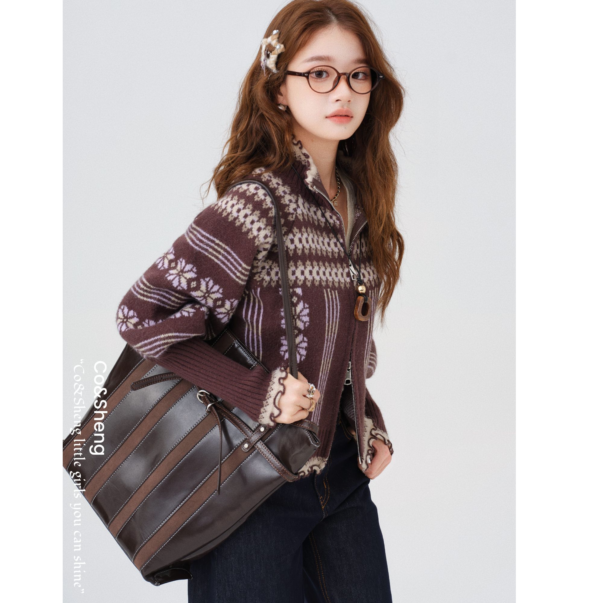 毛绒蝶语/co&sheng小个子开衫毛衣女款百搭时尚上衣外穿打底衫