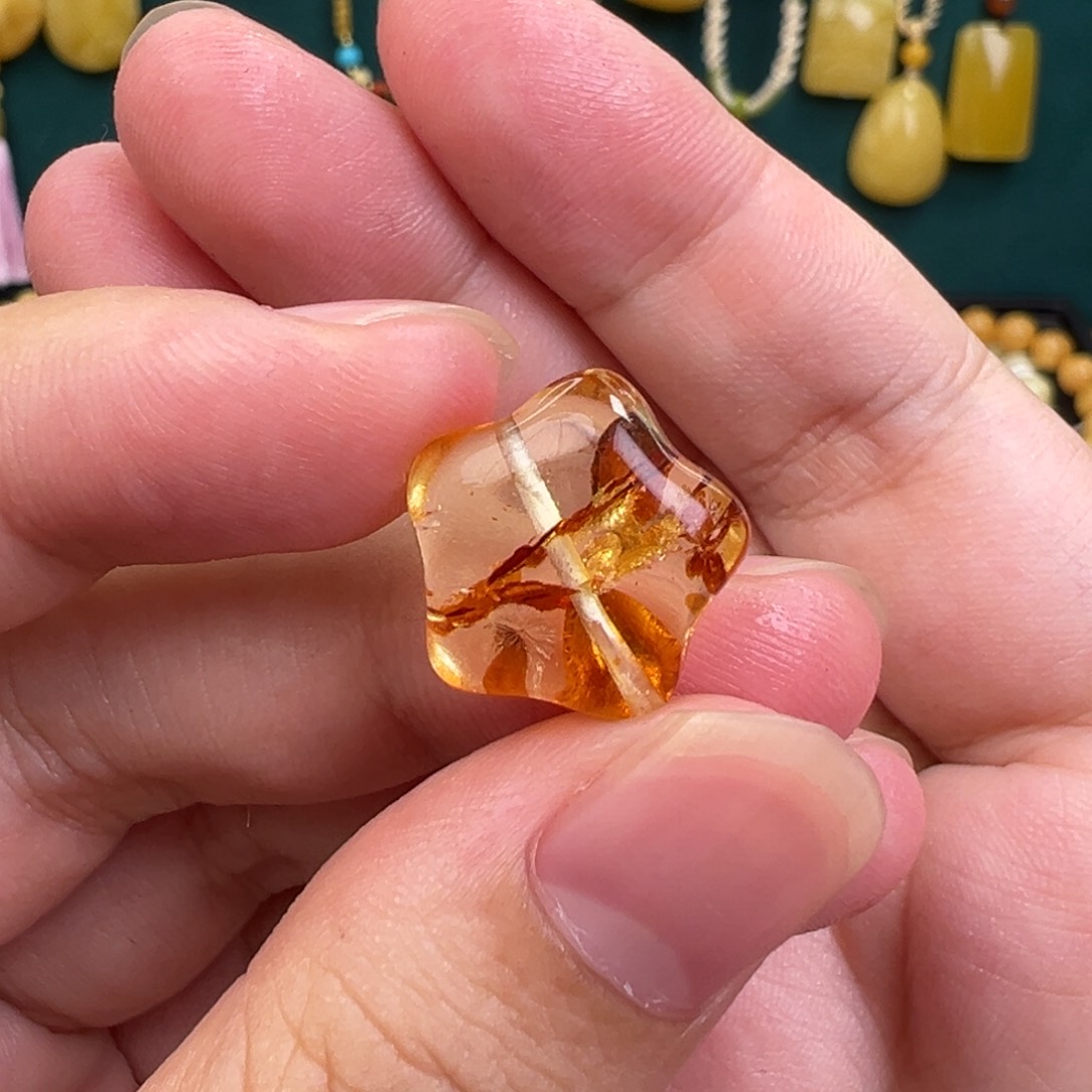 琥珀手链未镶嵌通孔星星 