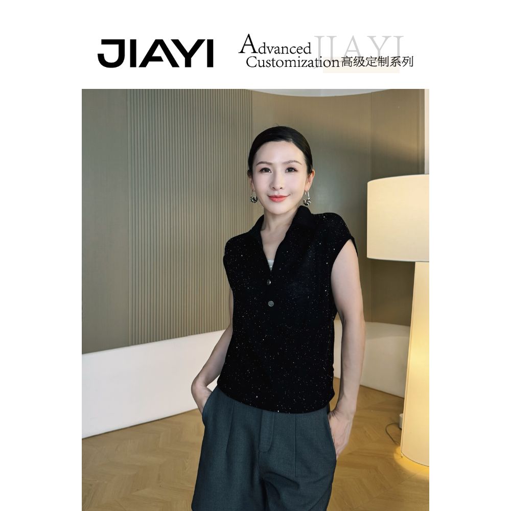 【JIAYI】纯羊毛无袖宽松衬衫星空打底羊毛衫 JY-5509