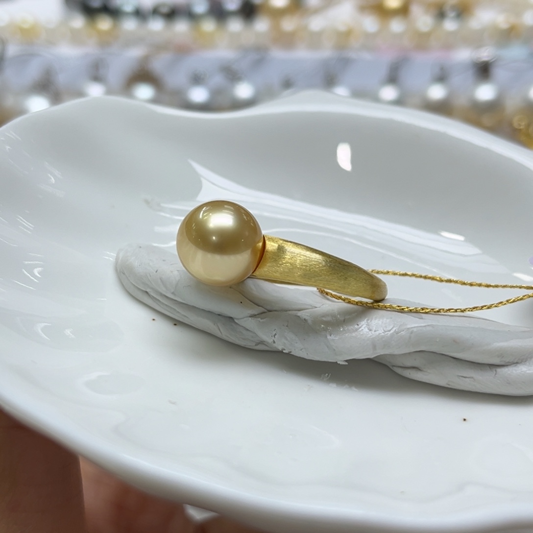 银S925镶嵌海水珍珠戒指10.9mm