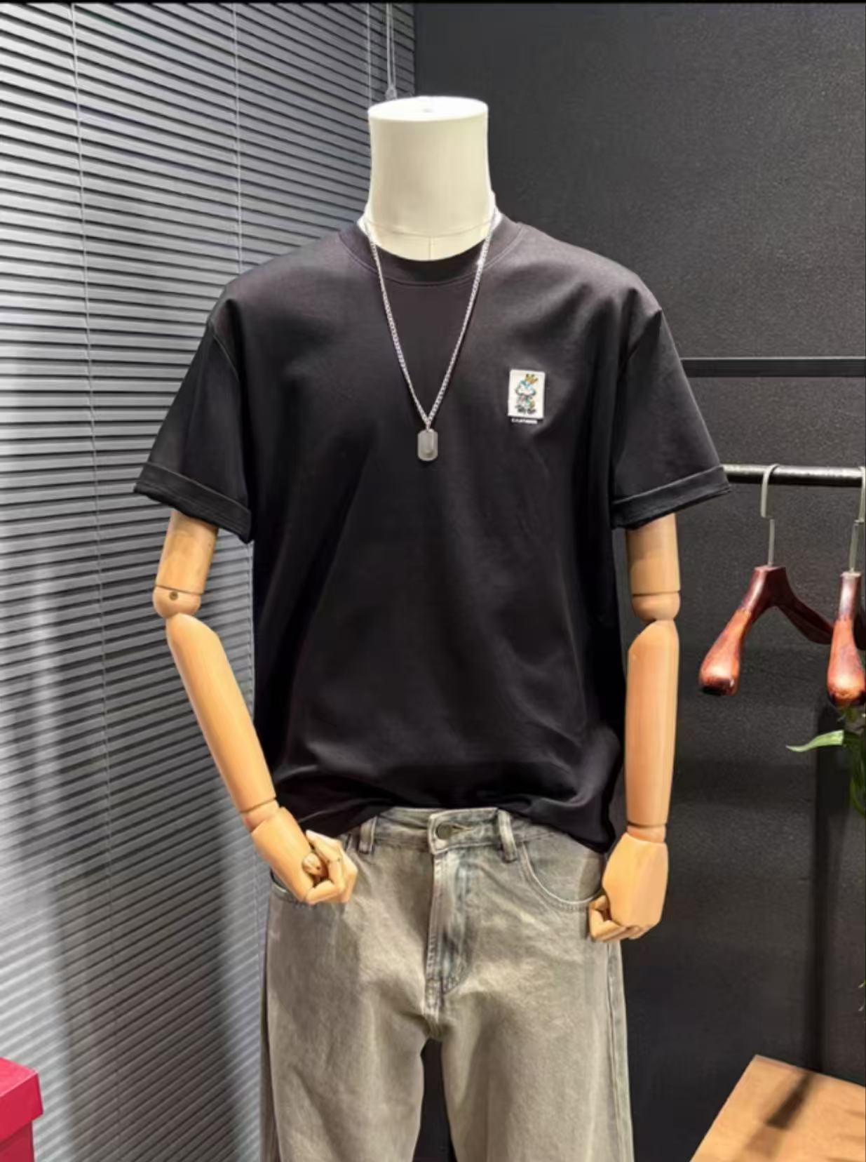夏季短袖T恤四季休闲合体打底t恤百搭韩版黑色时尚男士潮流修身