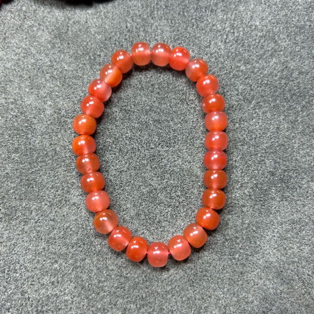 冰飘老型单圈手串7+mm天然原矿南红玛瑙