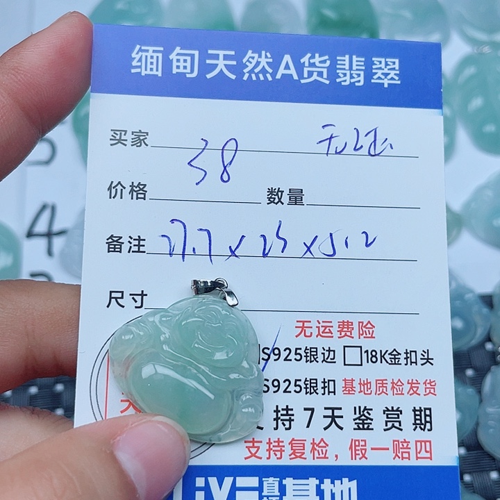 吊坠(不含链)银S925镶嵌翡翠缅甸a货翡翠