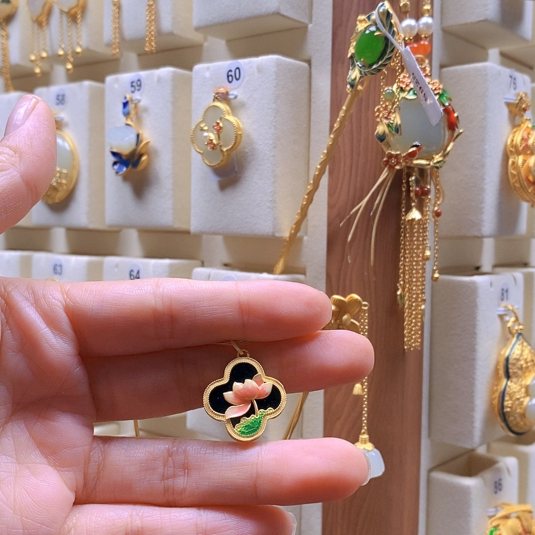 和田玉颈饰银S925镶嵌