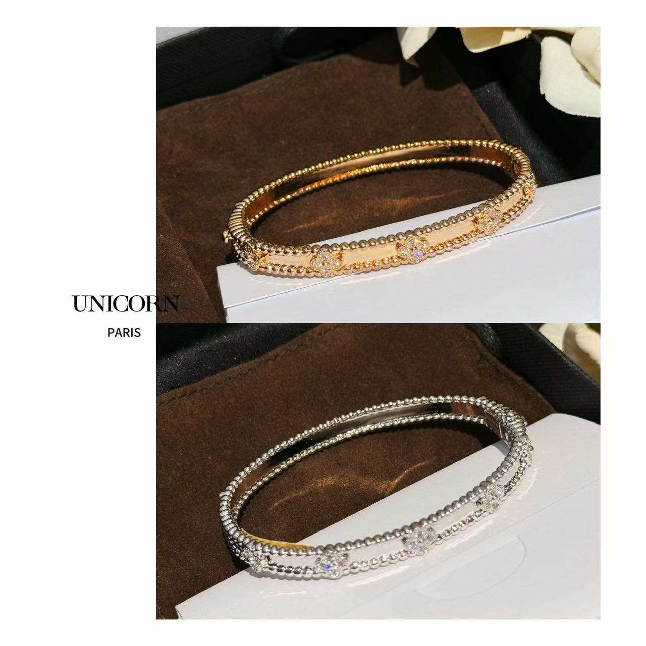 铜合金合成锆石手镯 镀K金 幸运花缠绕时尚手镯 SS0221