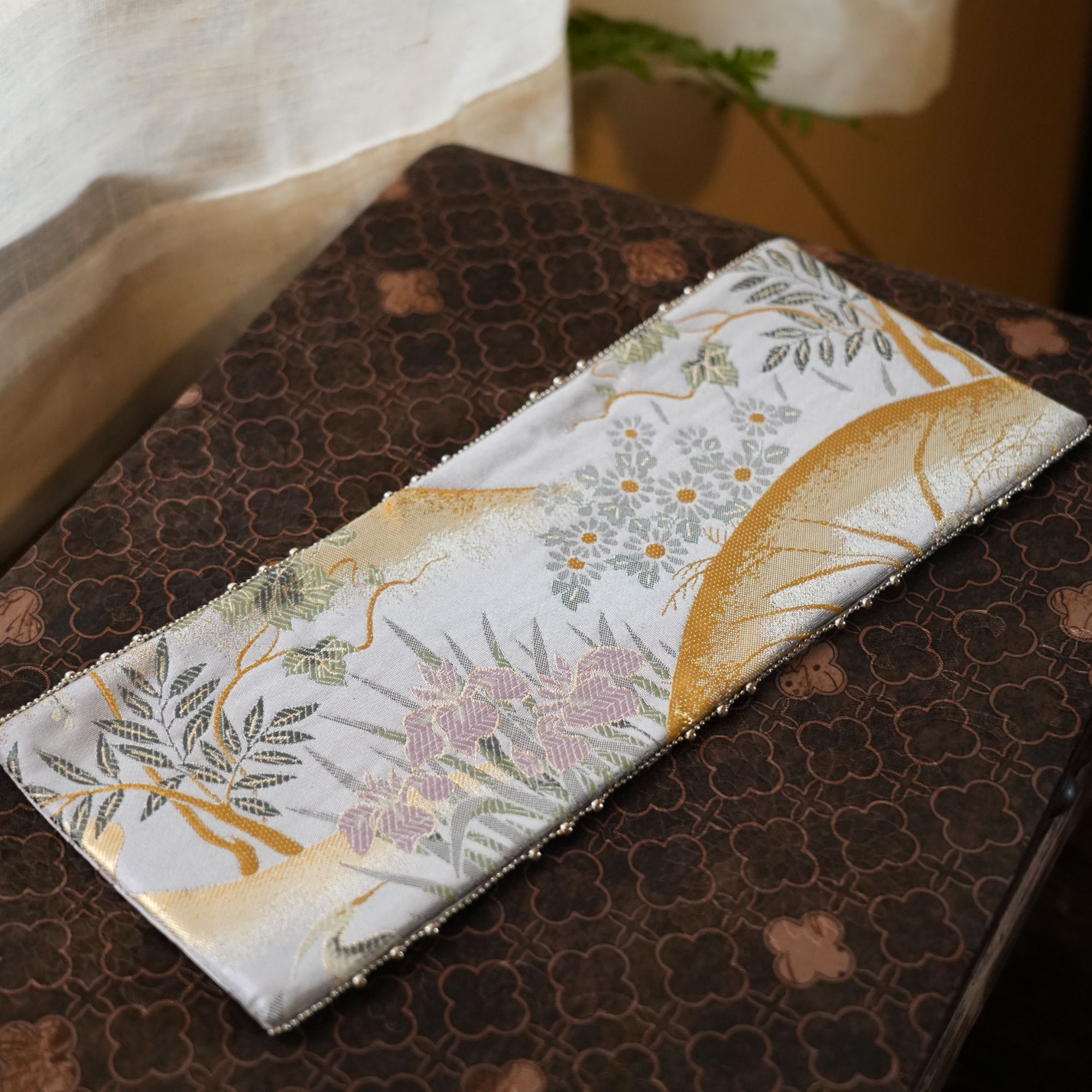 西阵织粉紫迷你茶席