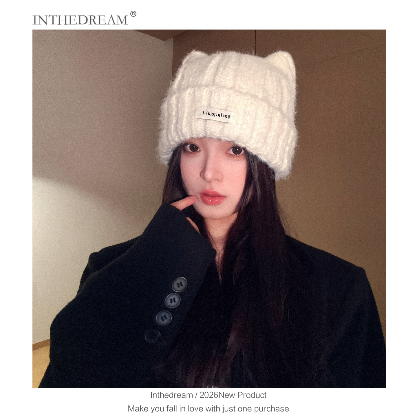 猫耳朵毛线帽大头围女款护耳冷帽子秋冬季加厚防寒保暖针织毛绒帽