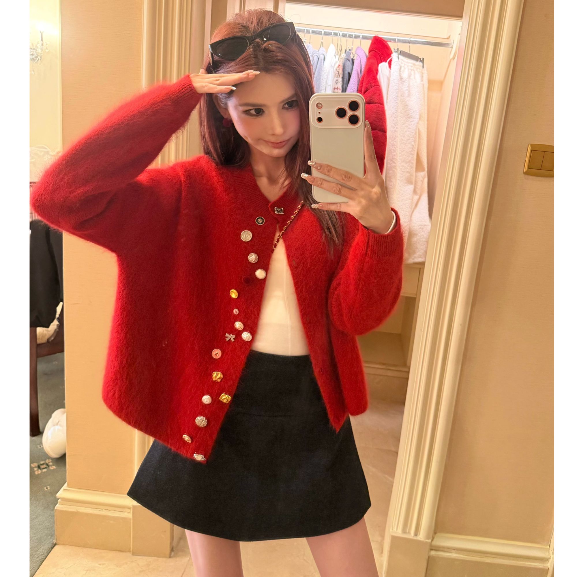 婉君Q【2.0茸茸-兔毛+羊毛外套】毛衣小皮草原创外套LWJ25C3M3104