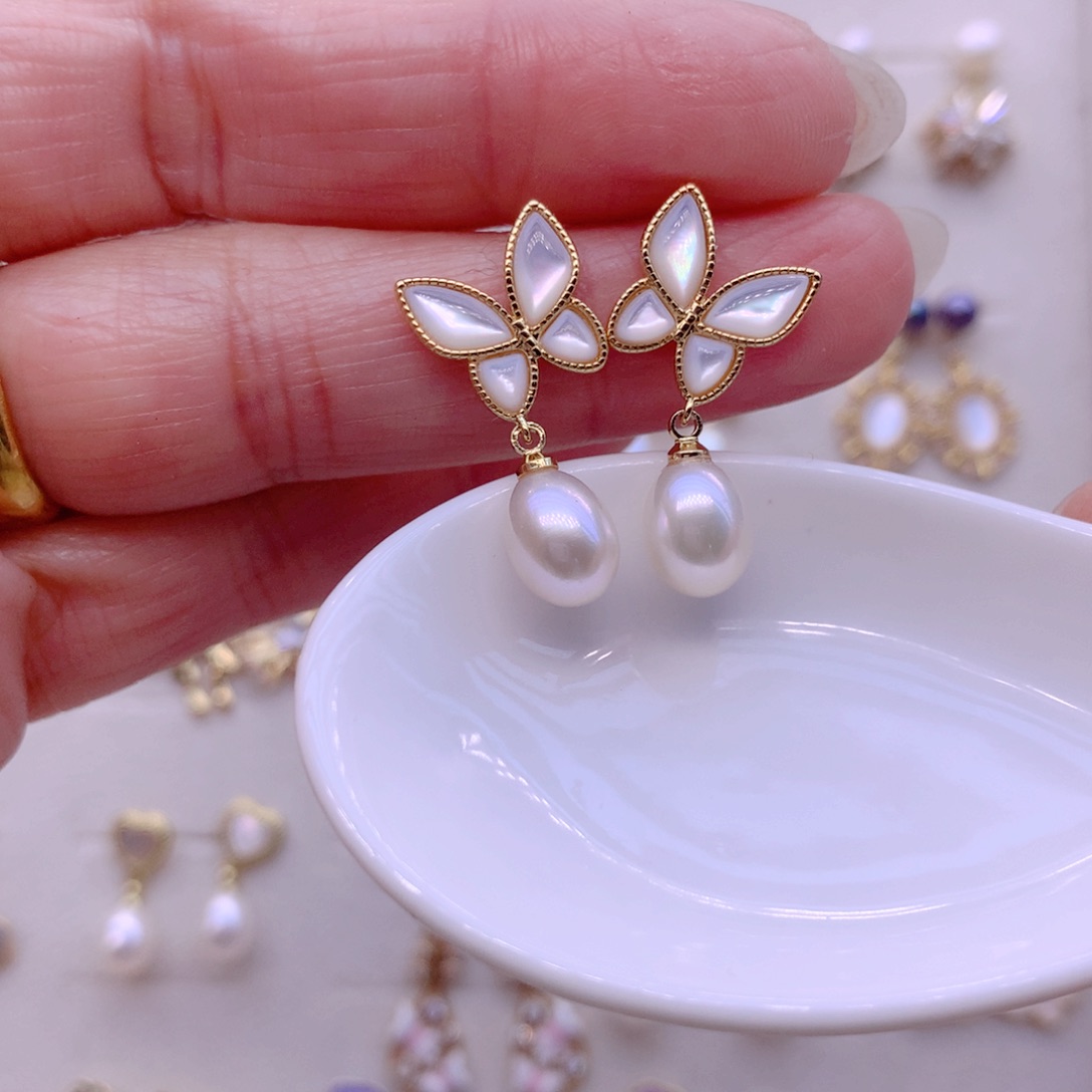 耳饰合金淡水珍珠