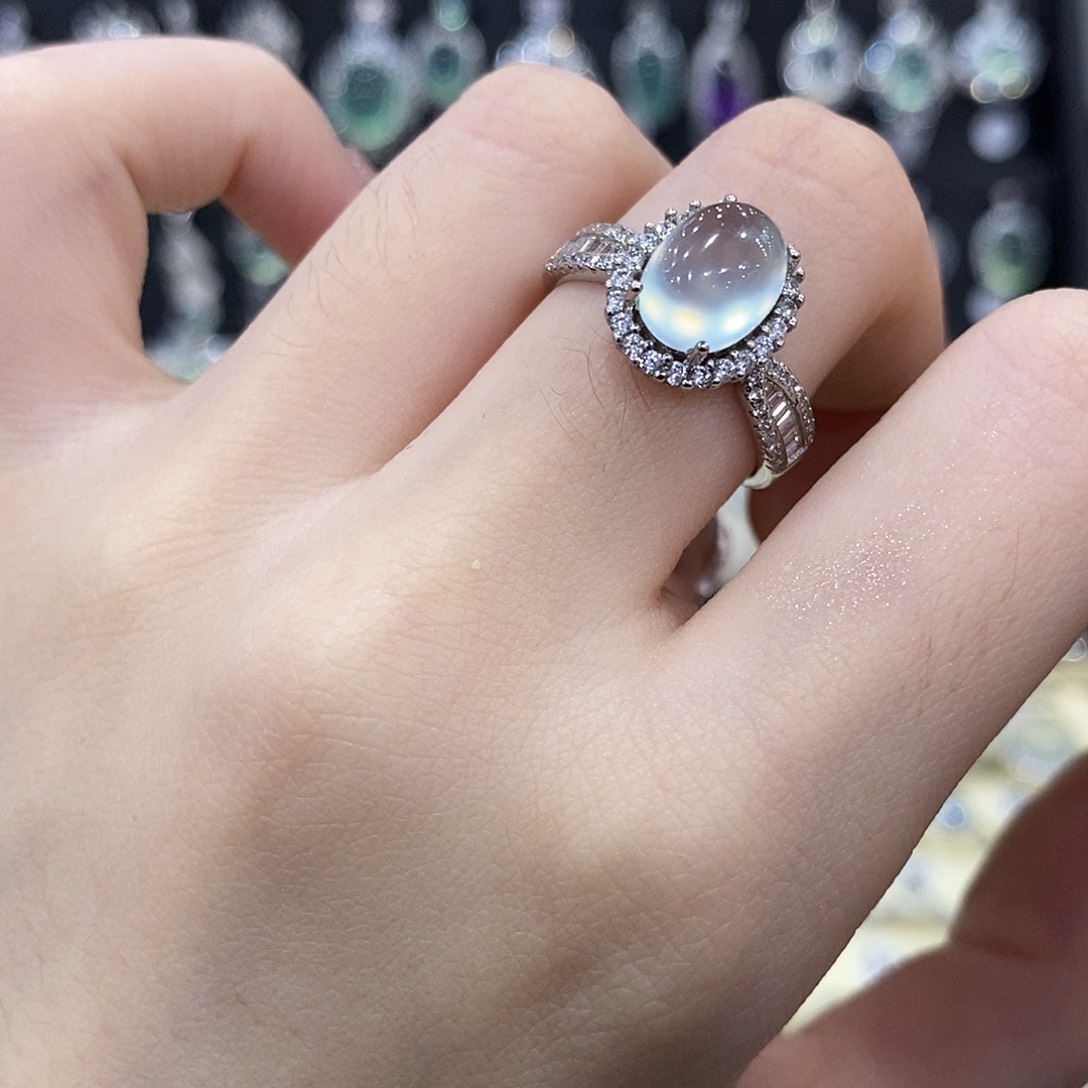 蛇纹石玉银S925镶嵌戒指