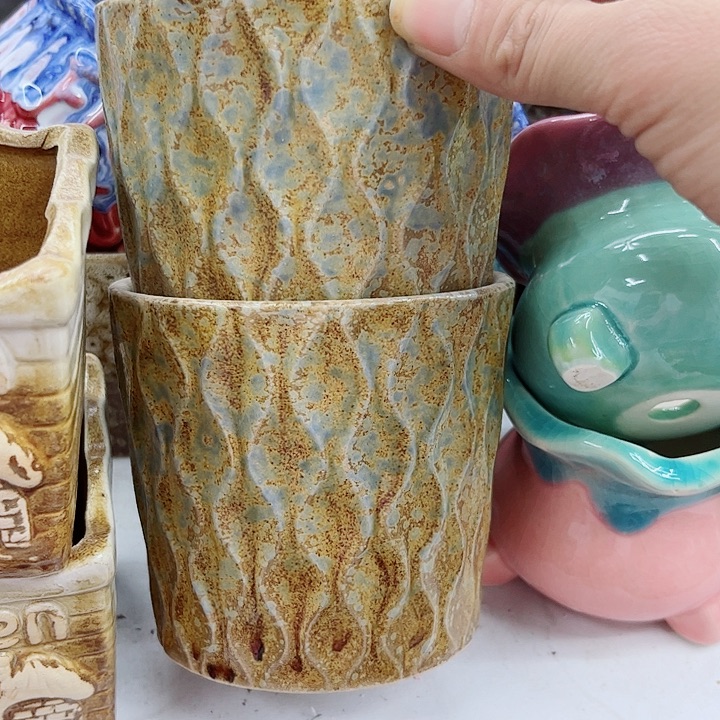 多肉绿植陶瓷花盆9.9包邮，有孔