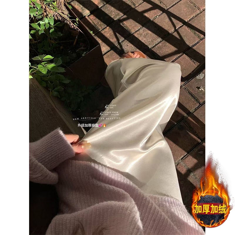 【加绒加厚缎面裙】高品质缎面半身裙高腰中长款a字裙流光色厚款