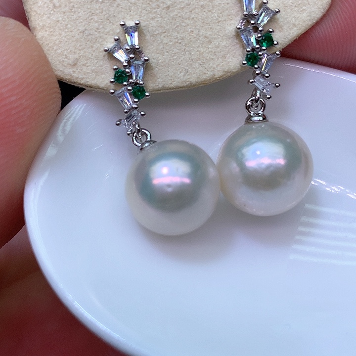 银S925镶嵌耳饰淡水珍珠