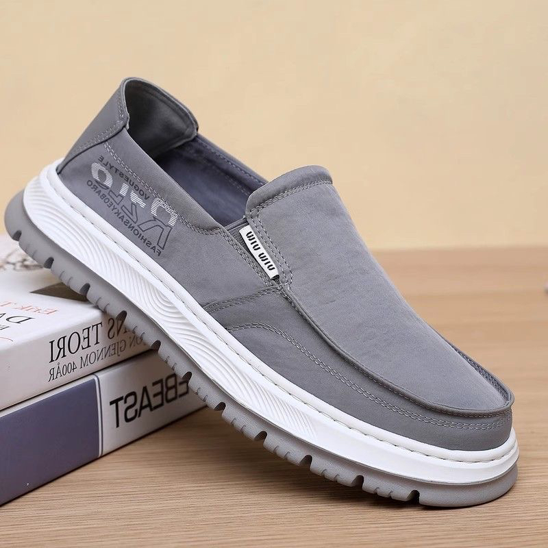 老北京冰丝布鞋男款超轻薄透气时尚休闲懒人鞋男单鞋厚底防滑软底