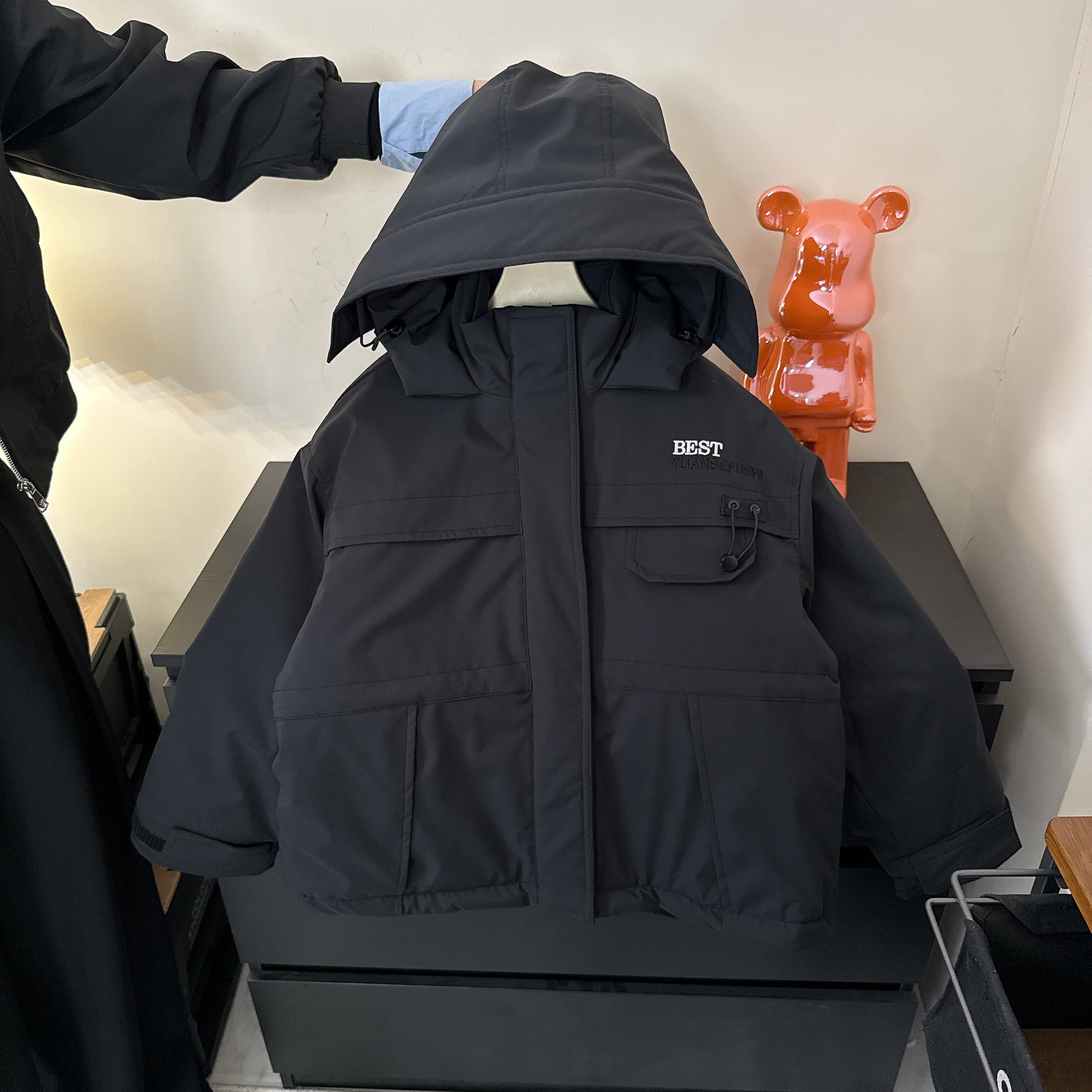 川度2571儿童棉衣冬装刺绣连帽棉服冬季加厚男女童百搭宽松夹克衫