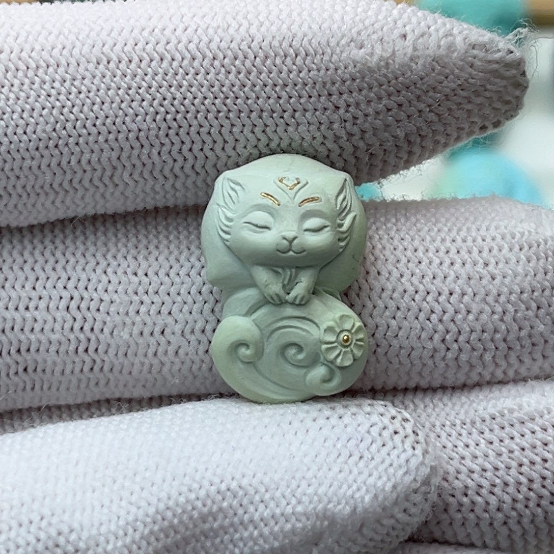 未镶嵌绿松石珠宝奇石菜籽黄九尾