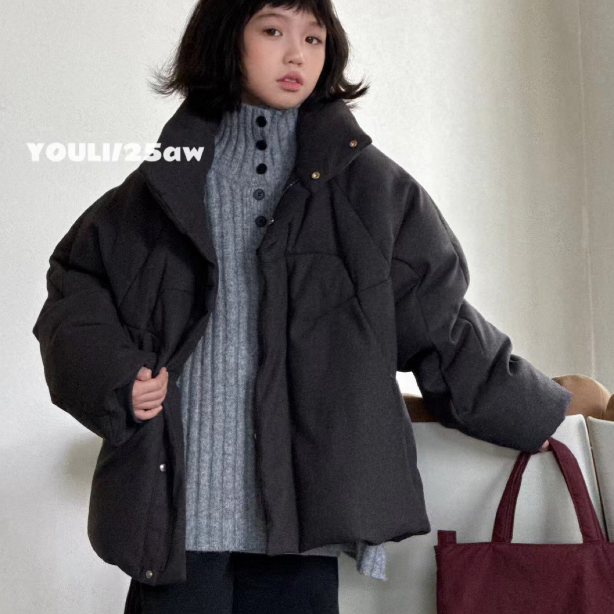 【由里风格】蒙蒙潮童2025冬款加绒高街设计感羽绒服中大童潮酷痞帅