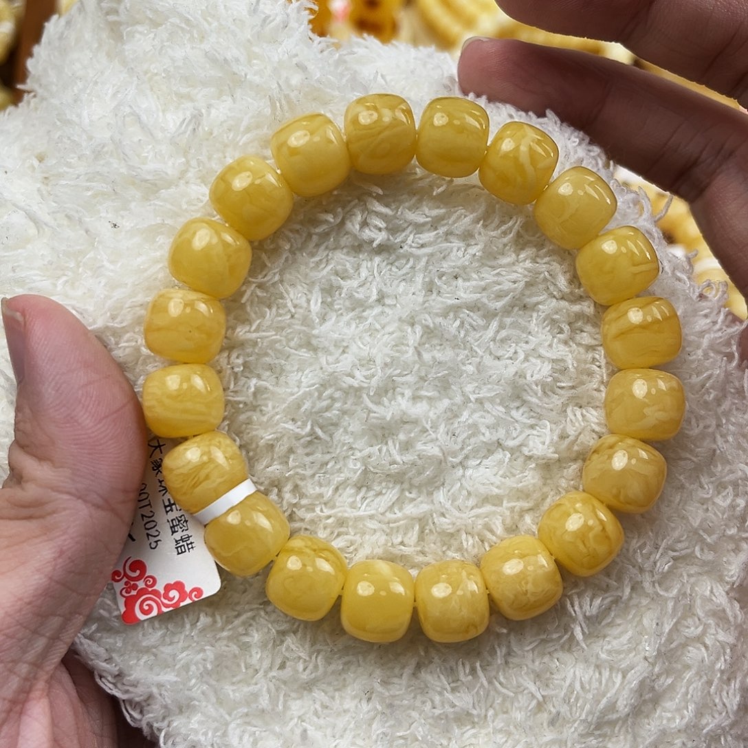 蜜蜡未镶嵌手串黄花虎皮碎花11.5mm